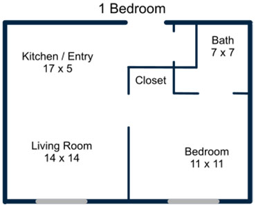 Williamsburg Colony 1 Bedroom Floorplan