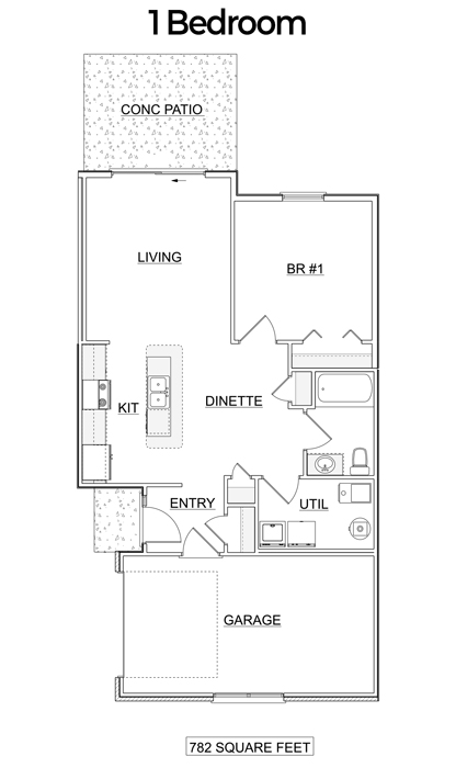 Wyndham Flats 1 Bedroom Floorplan